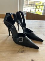 Vintage Leder Heels Pumps 90s Paris Texas schwarz Gr. 41 Y2K