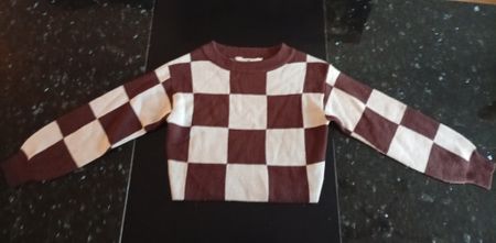 H&M Pullover kariert braun weiss Grösse 134/140