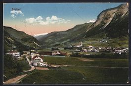 AK Andeer, Ortsansicht mit Bergpanorama