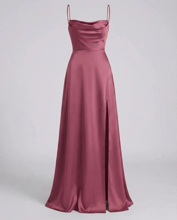 Elegantes Abendkleid mit Beinschlitz, Grösse S, Altrosa