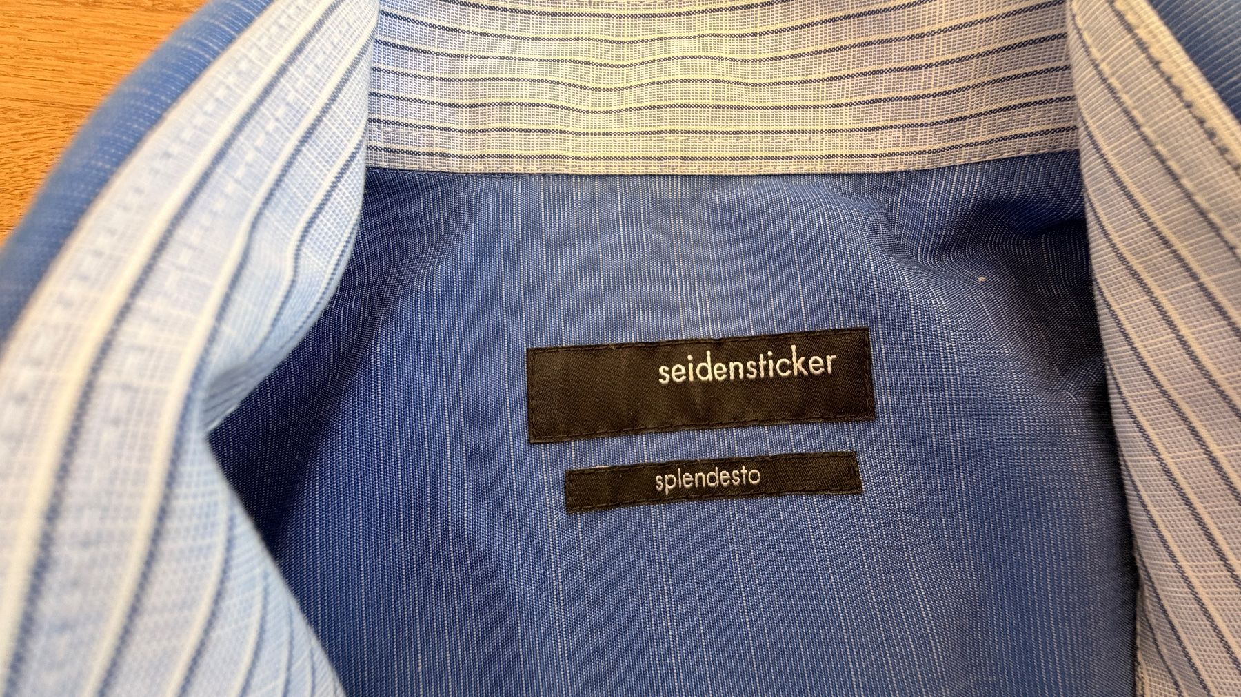 Camicie: Hemd - SEIDENSTICKER Kurzarm blau Splendesto Gr. 46 – Usato da Winterthur venduto da Secondhand-Family 2