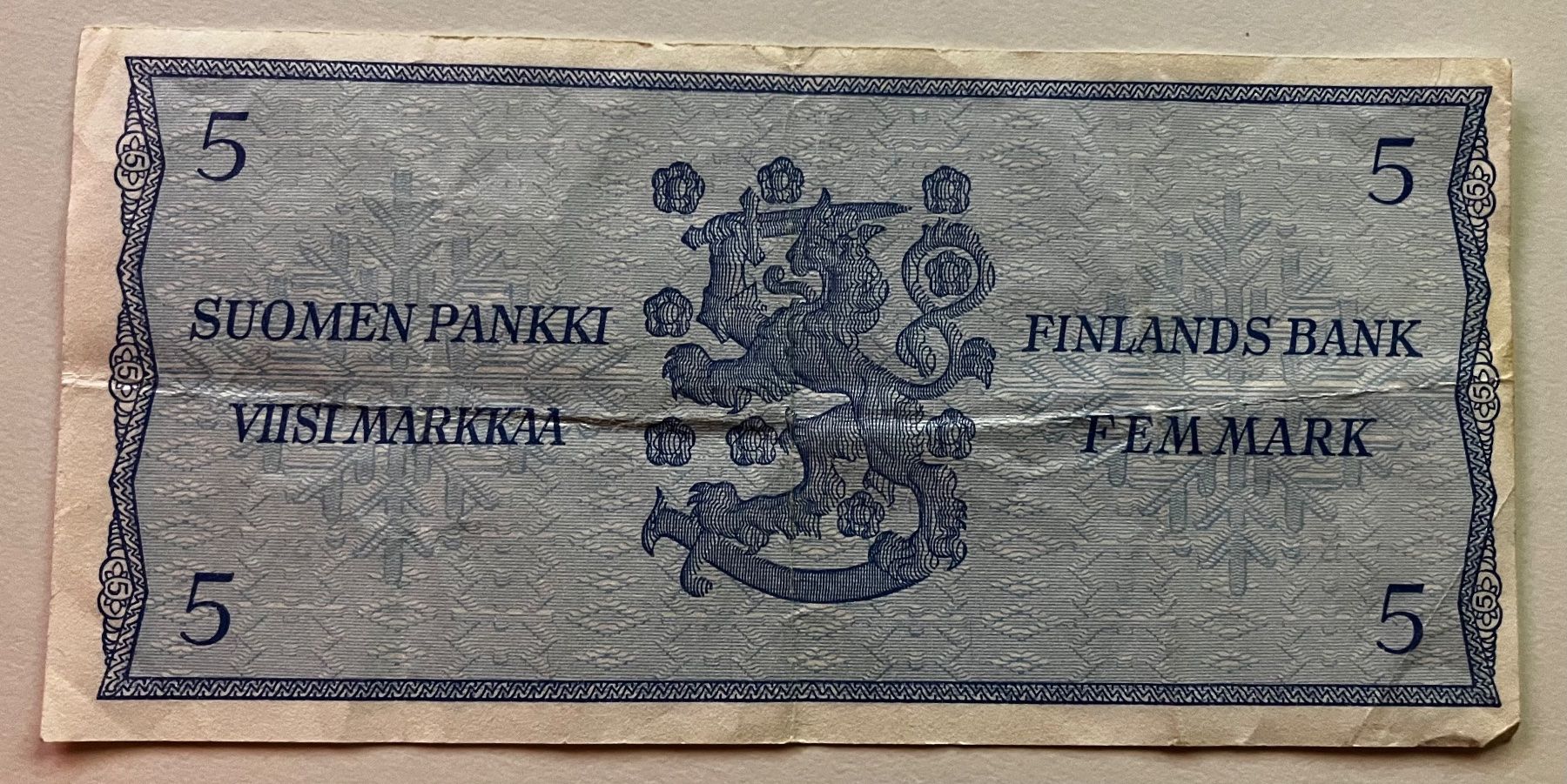 Banconote: Finnland 5 Markkaa 1963 – Usato da Algetshausen venduto da Carrhard 1
