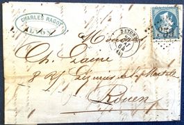 1864 / Frankreich Brief Kaiser Napoleon III Bayonne - Rouen