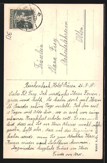 Ansichtskarten: Reichenbach b. Frutigen, Strassenpartie  – Gebraucht aus Berlin von bartko-reher 1