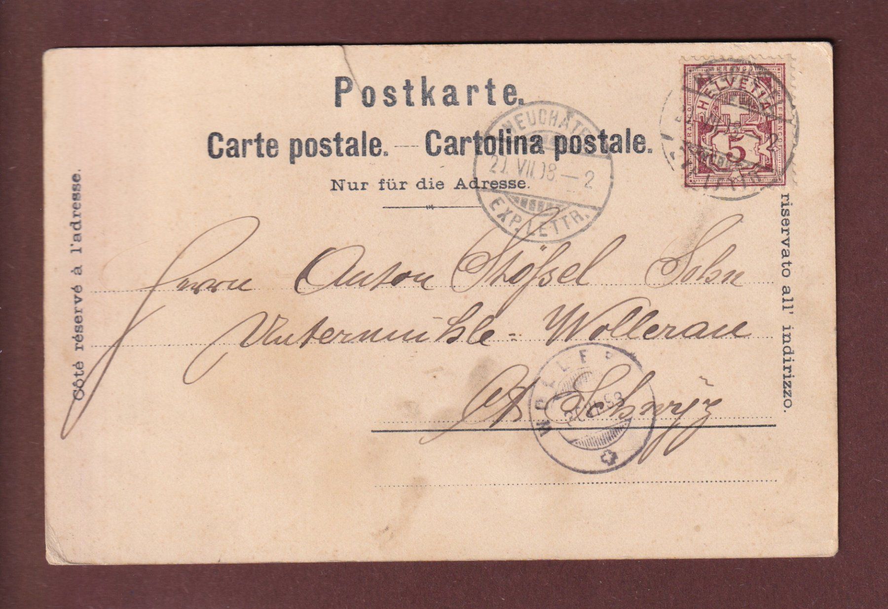 Cartoline postali: NEUCHÂTEL - 1898 // déchirure // – Usato da Pully venduto da nicecards 1