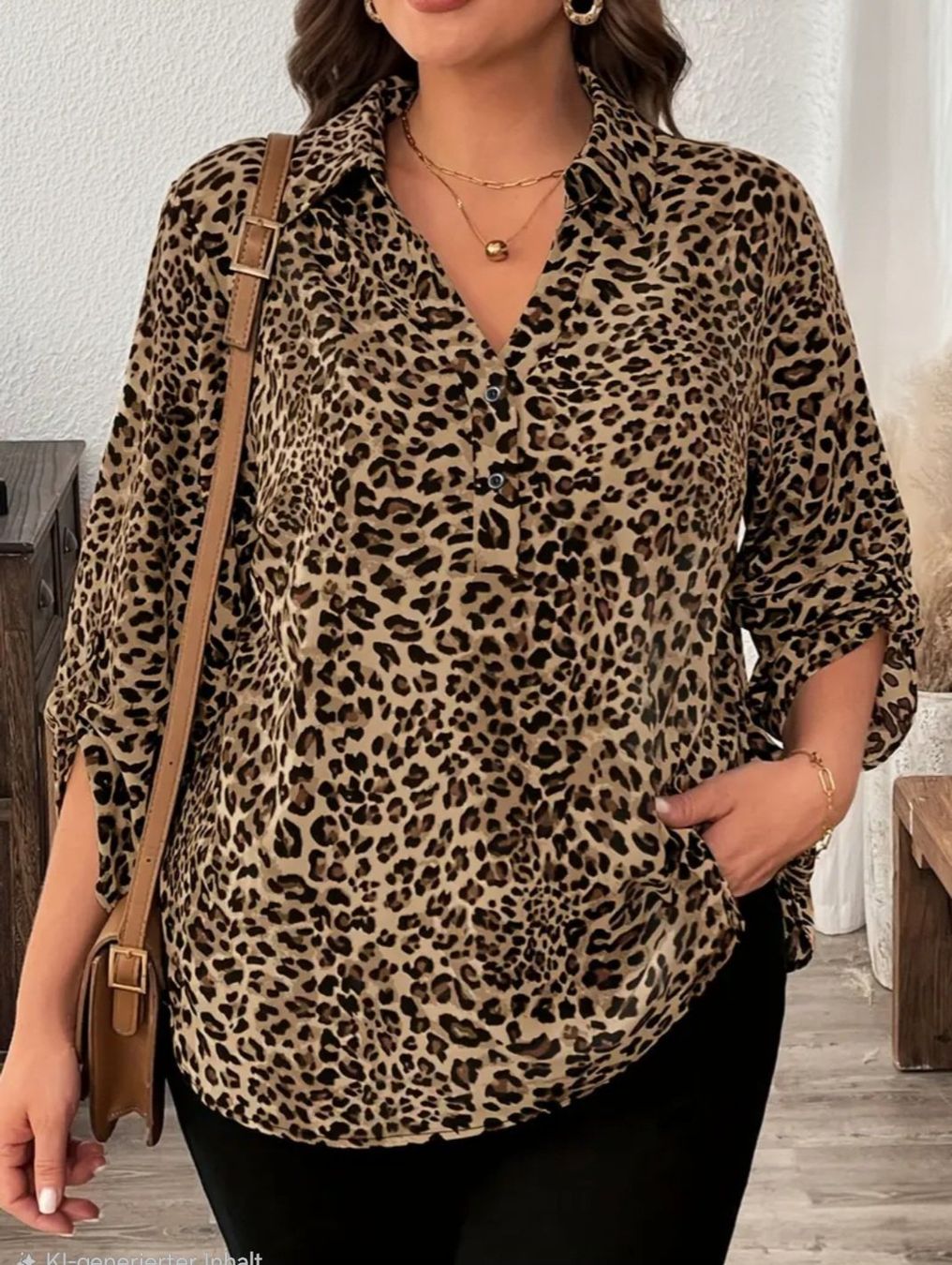 Camicette: Bluse in Leo Muster Biege m Knopf – Usato da Niederbipp venduto da Trude04 3