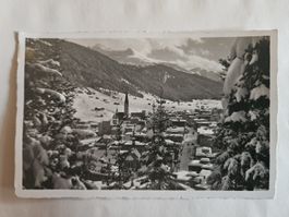Carte postale ancienne Davos Platz vue hiver 1940