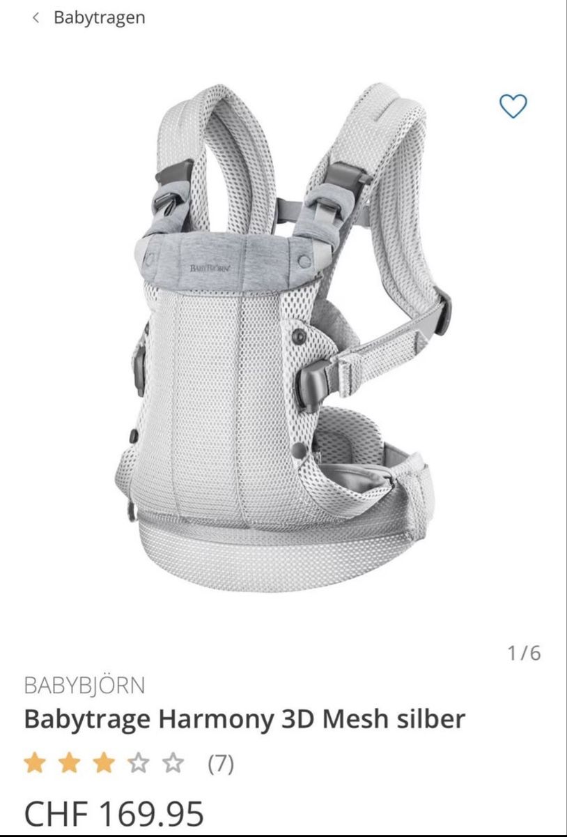Babybjörn Bauch- & Rückentragen: Babytrage - BabyBjörn Harmony 3D Mesh – Gebraucht aus Aarau Rohr von mic_d6nr