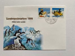 3 FDC Sonderpostmarken PINGU kehrt zurück 1999