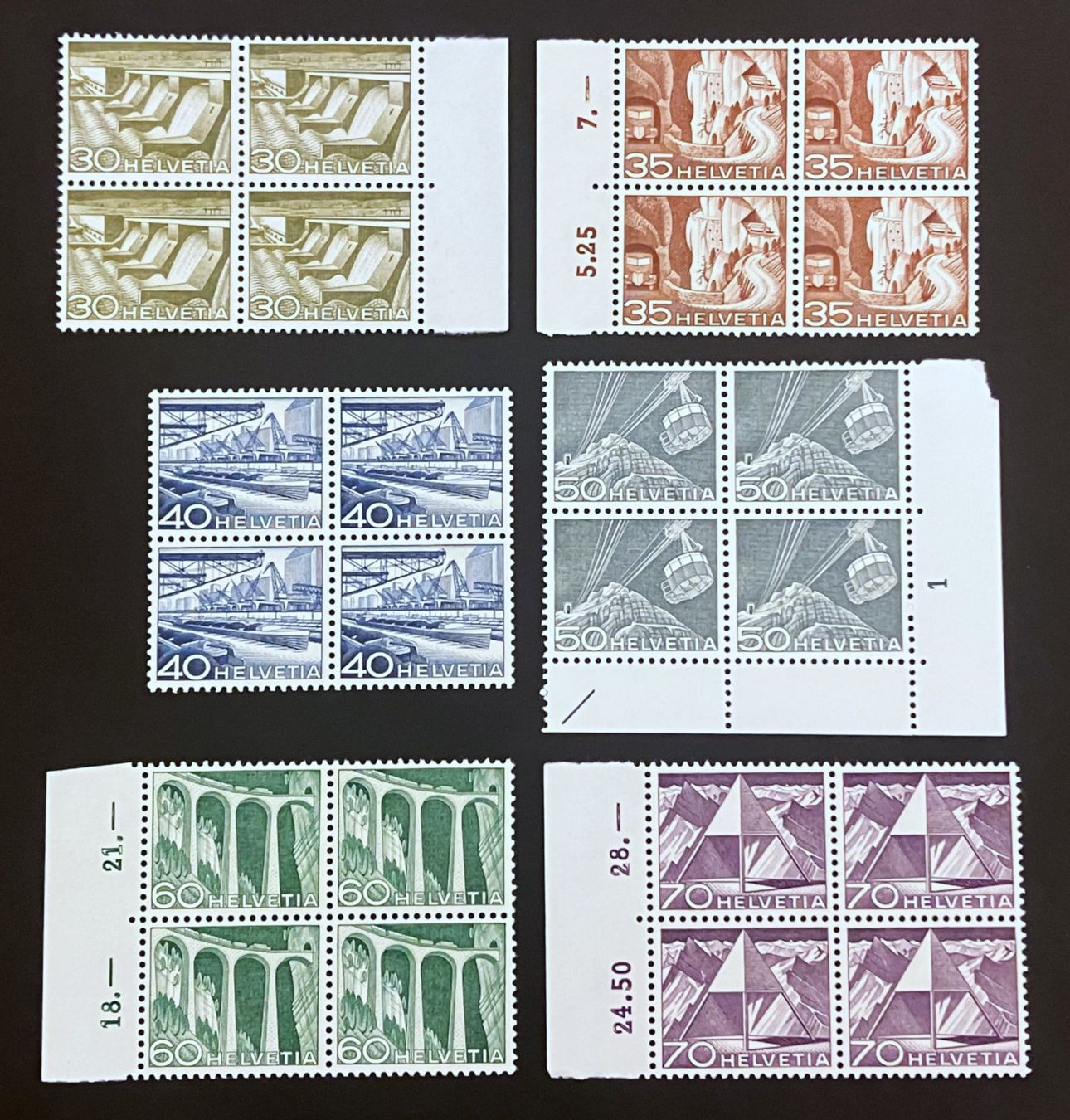 Tutti i francobolli: 4ER-SATZ TECHNIK + LANDSCHAFT 1949** – Nuovo (secondo la descrizione) da Oberwil BL venduto da SALOB 2