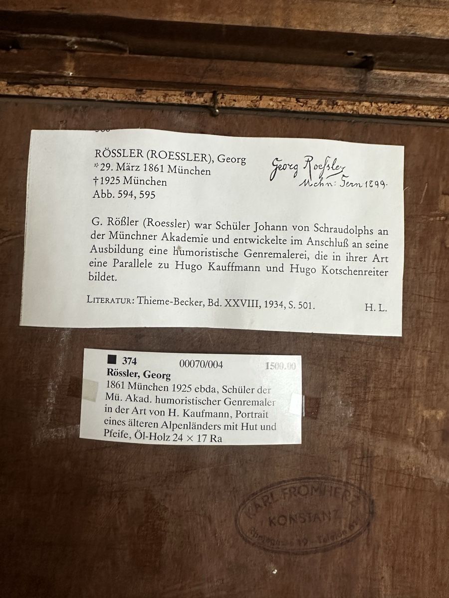 Dipinti: TOP antik Ölbild Rössler Pfeife Mann m.Expertise – Usato da Bettwiesen venduto da bos_6pkg 7