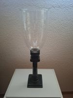 Windlicht mit Säulenfuss braun Glas klar guter Zustand