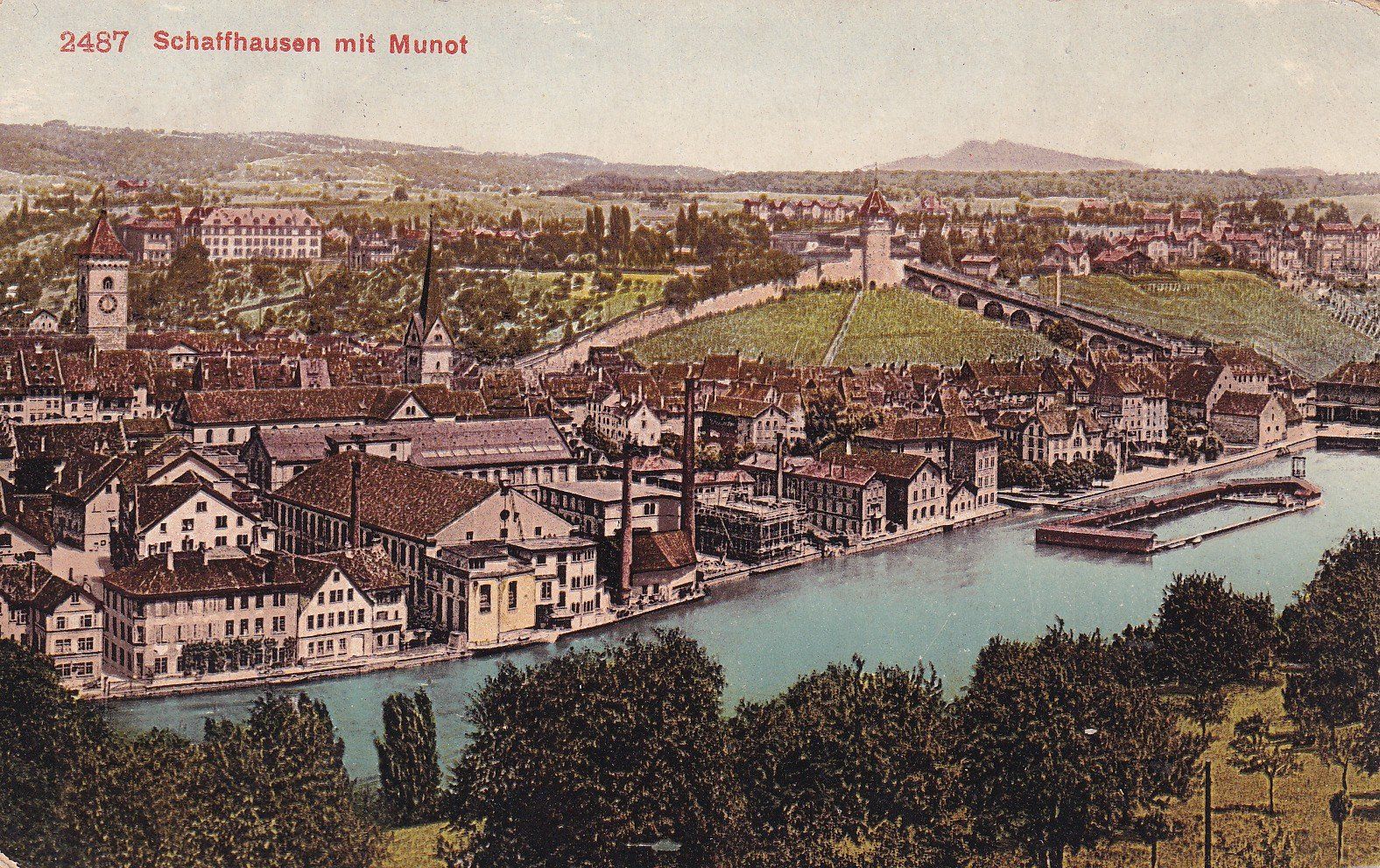 Cartoline postali: Schaffhausen mit Munot N° 2487 – Difettoso da Cormoret venduto da Pascalll2001