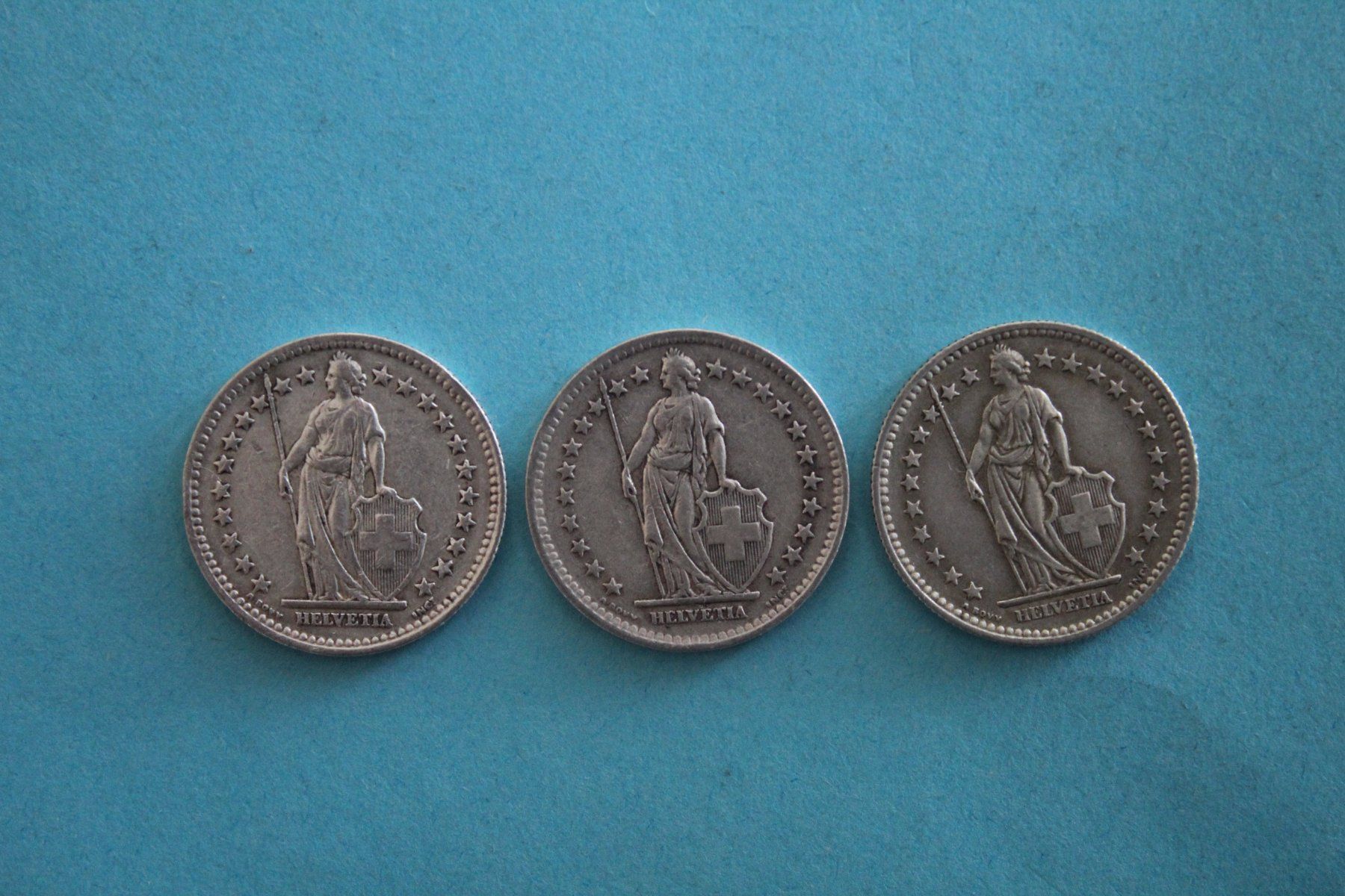 Tutti le monete: Schweiz 3 x 2 Franken ab 1941 – Usato da Orpund venduto da Julesvobulle 1