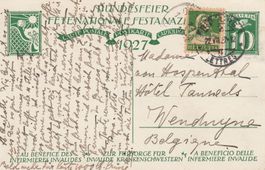Bundesfeierkarte 1927  mit Zusatzfrankatur