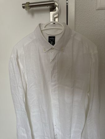 Van Laack Hemd Weiss Gr. M Leinen Herren Sommer Top Zustand 