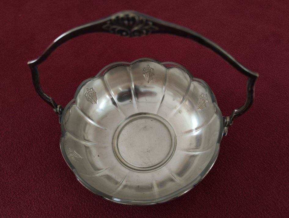 Schalen: Antik Schale Silber mit Glaseinsatz Korb – Gebraucht aus Hunzenschwil von MuellerAarau 1