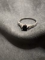 Ring 925 Silber mit schwarzem Stein, Gr. 54 -NEU-