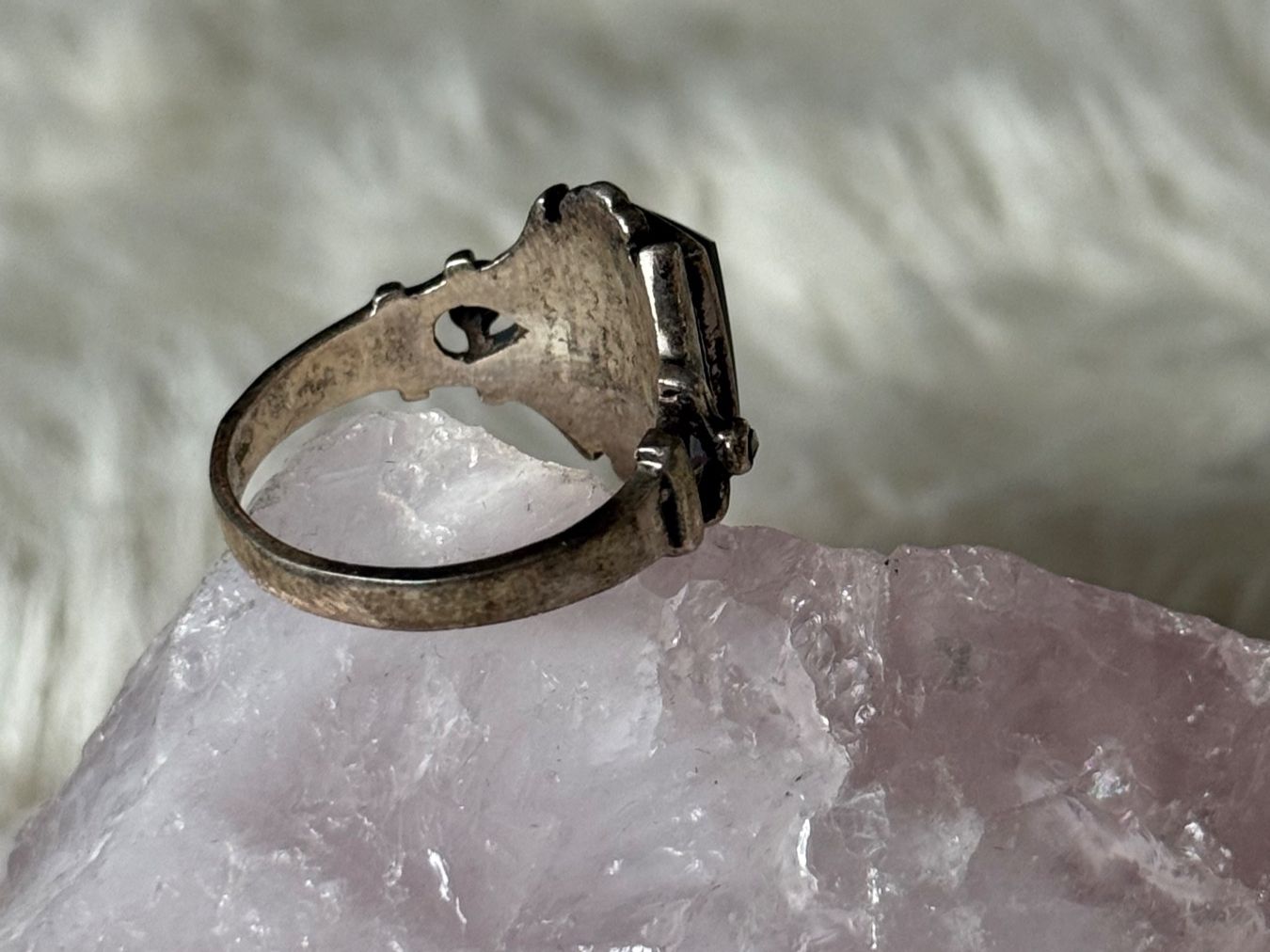 Anelli: Vintage Silberring 925 mit schwarzem Stein – Usato da Istighofen venduto da Ringparadies 1
