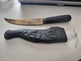 Sammlermesser mit Scheide, Holz, Afrika Stil, Deko!
