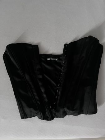 Zara Corsage Oberteil Schwarz, Satin Optik, Gr. XS - Neu!