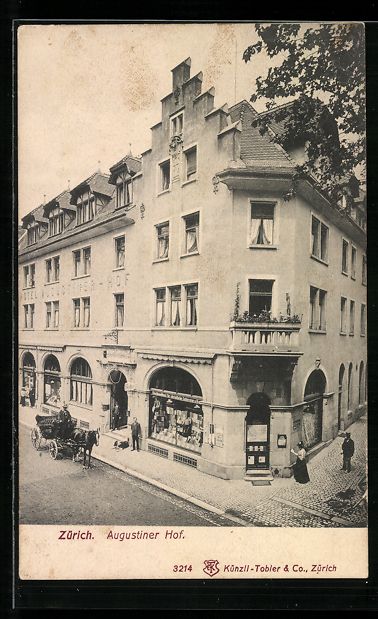 Cartoline postali: AK Zürich, Hotel Augustiner Hof, 1908 – Usato da Berlin venduto da bartko-reher