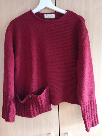 Pull rouge en laine merinos et mohair Taille S/M