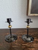 2 elegante Kerzenhalter im Art-Déco Stil – Anthrazit & Gold