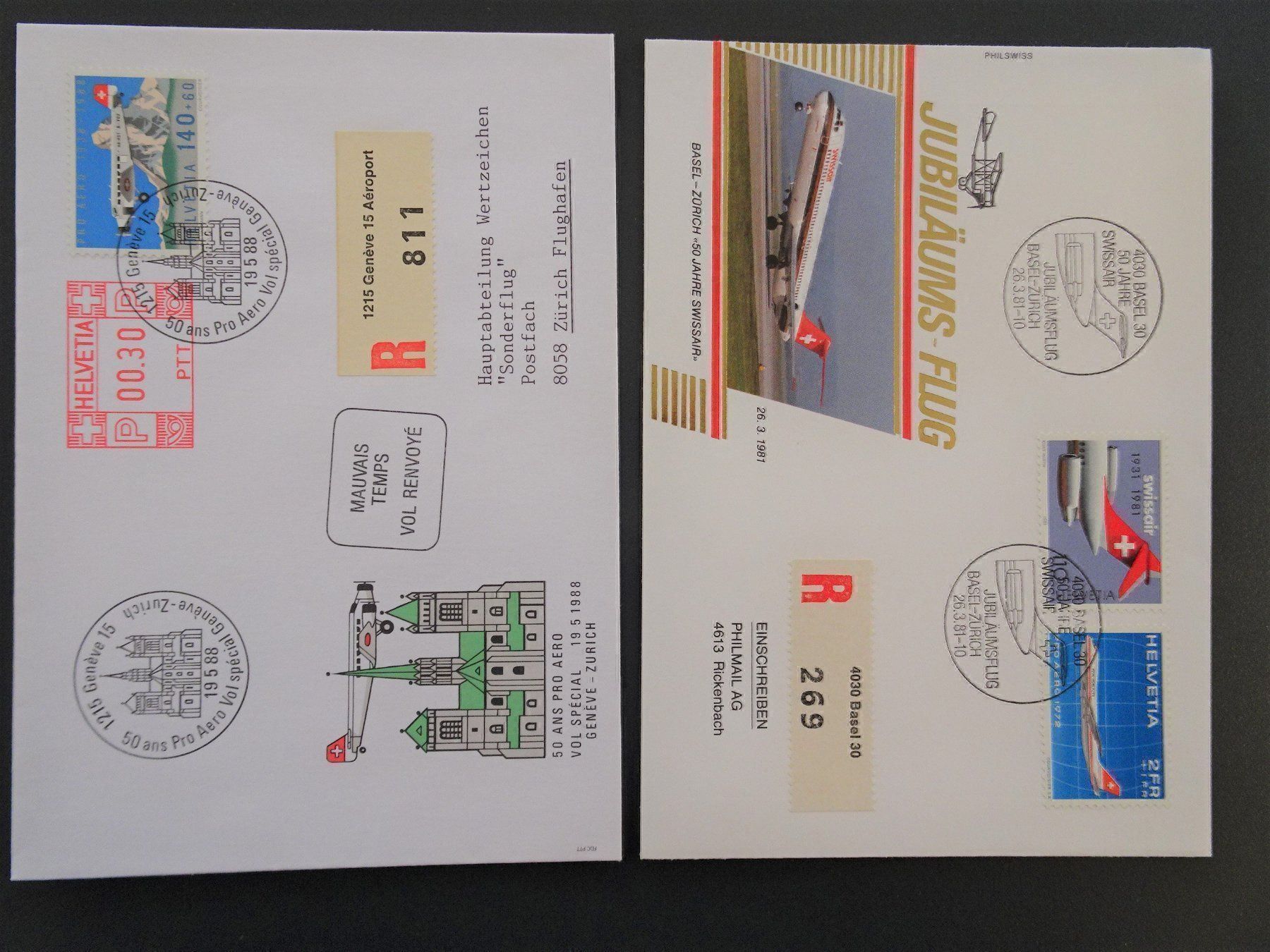 Alle Briefmarken: Jubiläumsflug 1981 – Gebraucht aus Aadorf von Chnorli-Furz