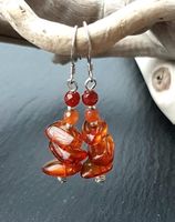 Boucles d'oreilles ambre et agates