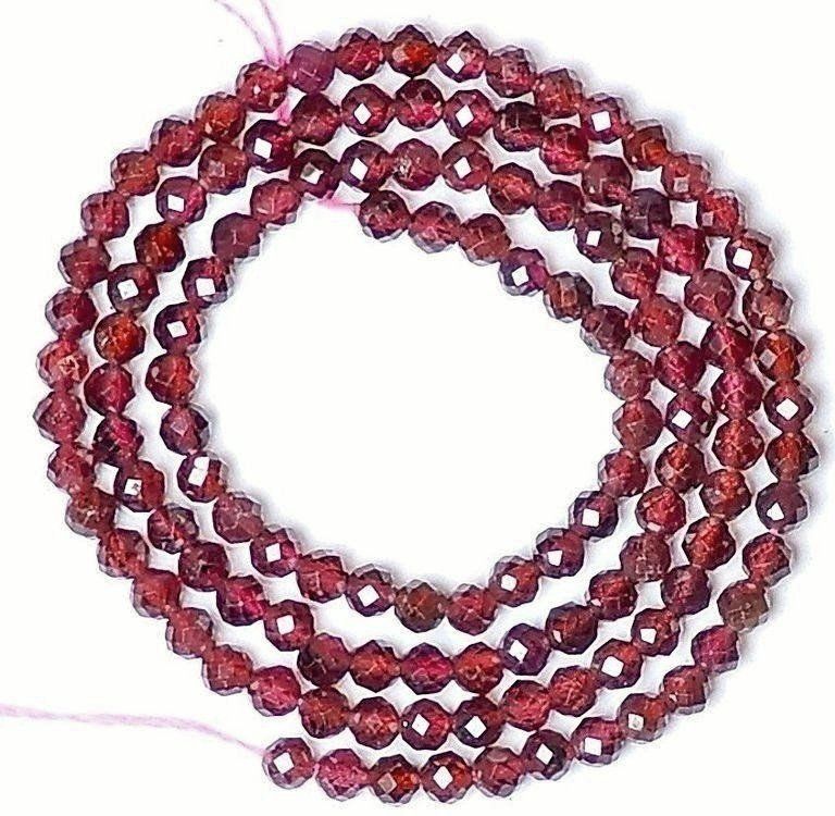 Catenine: 1 Strang echte top Malaya Granat Perlen 2 mm facettiert – Nuovo (secondo la descrizione) da Müllheim Dorf venduto da GUENI01
