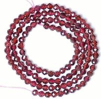 1 Strang echte top Malaya Granat Perlen 2 mm facettiert