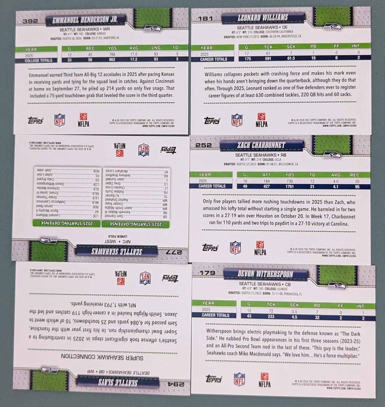 NFL Carte collezionabili: Seattle Seahawks 6er Lot – Henderson RC / Charbonnet / Withe – Nuovo (secondo la descrizione) da Zürich venduto da Milk-and-Chicken 1