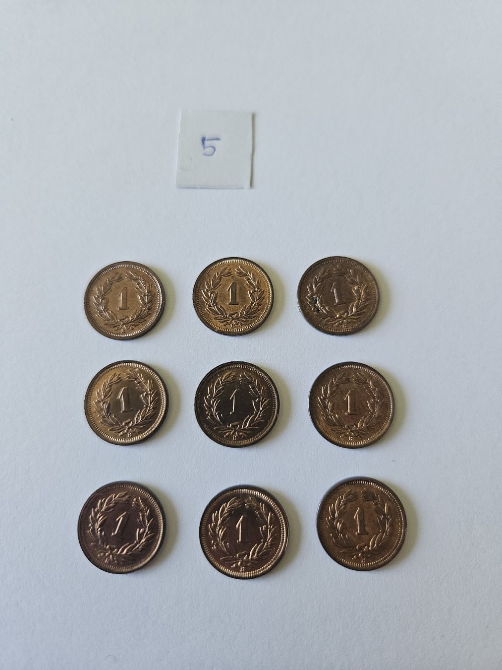Tutti le monete: 1 Rappen 1937, 9 stk. – Usato da Pfäffikon ZH venduto da Melibol 3