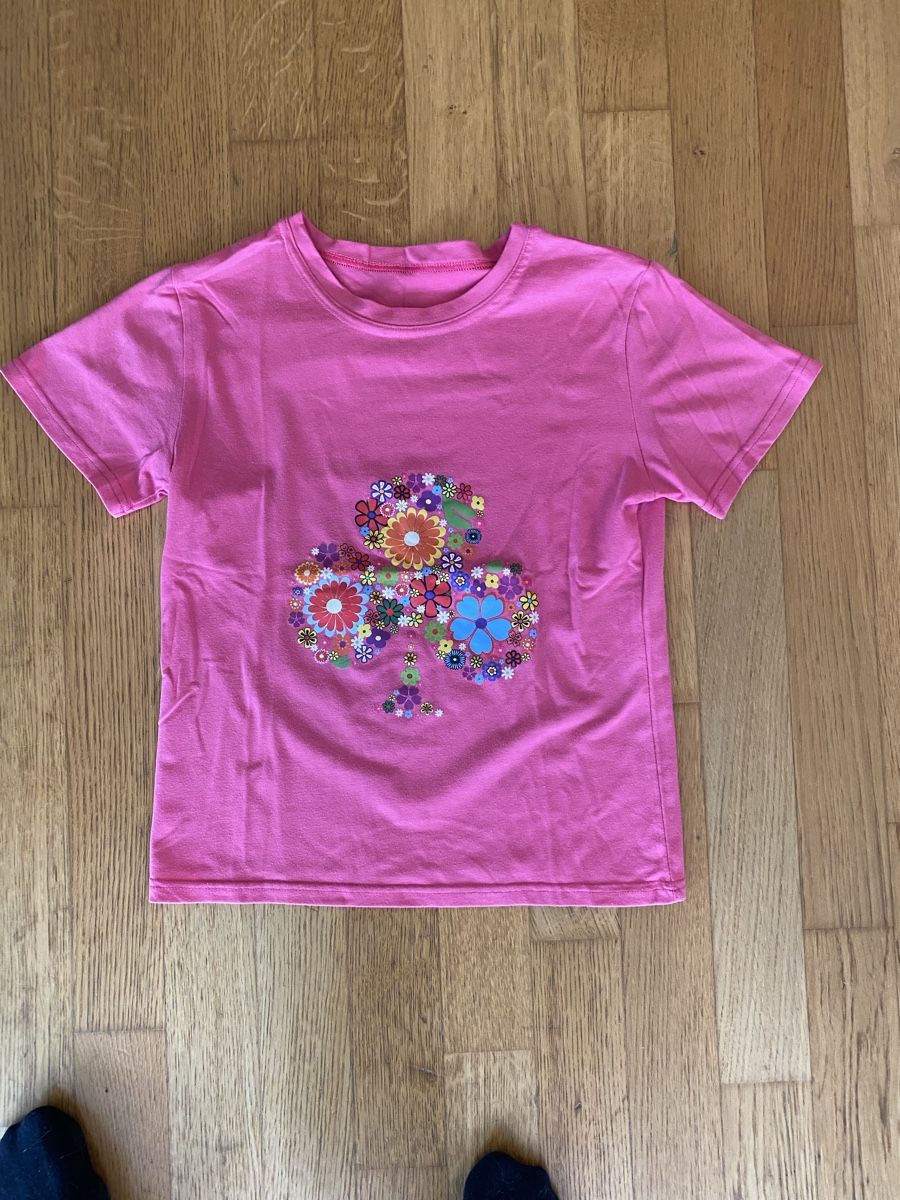 Camicette, T-shirt & Top: Rosa T-Shirt mit Blumenmuster  Gr. 140 – Usato da Hindelbank venduto da 1374