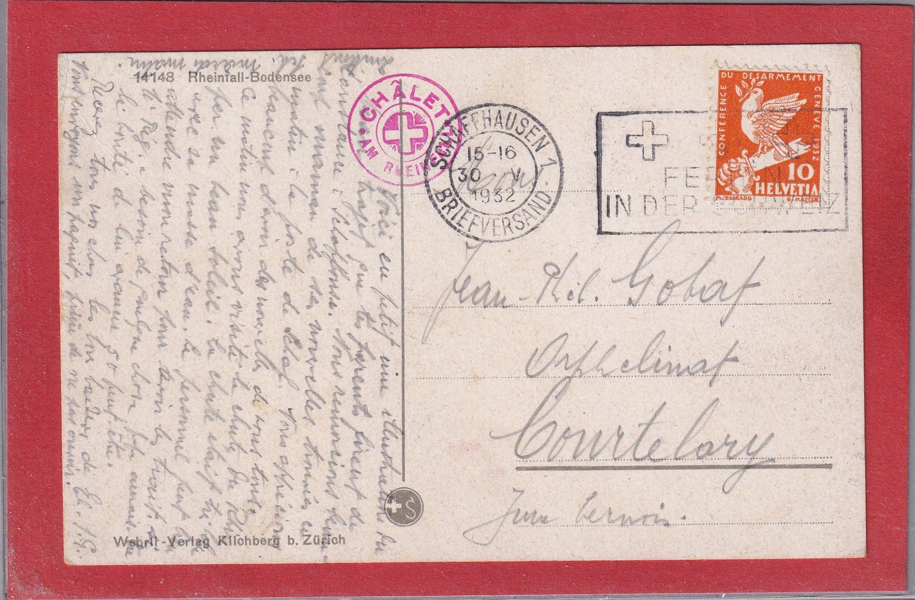 Cartoline postali: Shaffhausen - Bodensee - 1932 – Usato da Orvin venduto da Pyaeschli 1