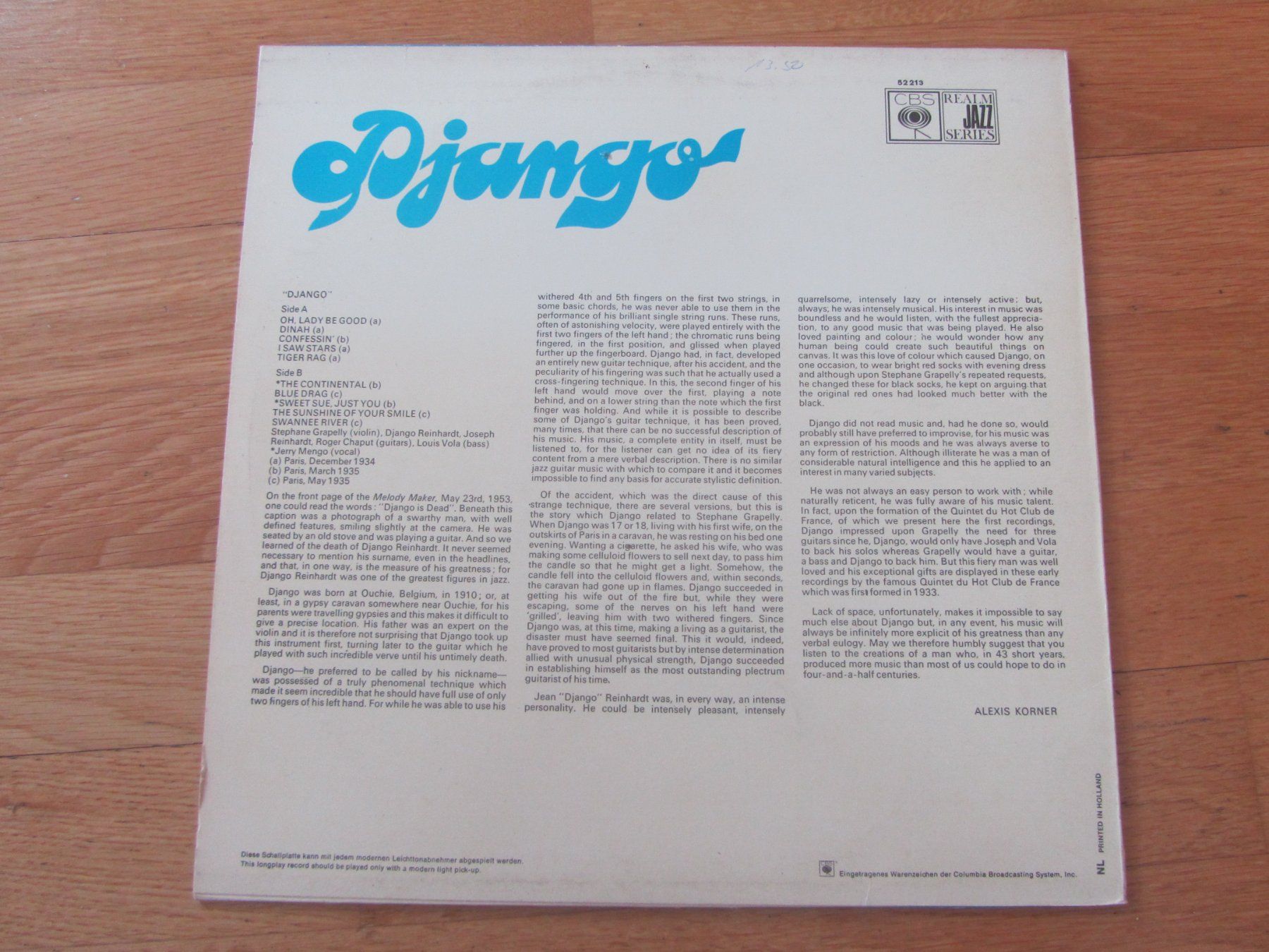 Dischi in vinile: Django Reinhardt Schallplatte - CBS Jazz Series – Usato da Seengen venduto da mikelele 3