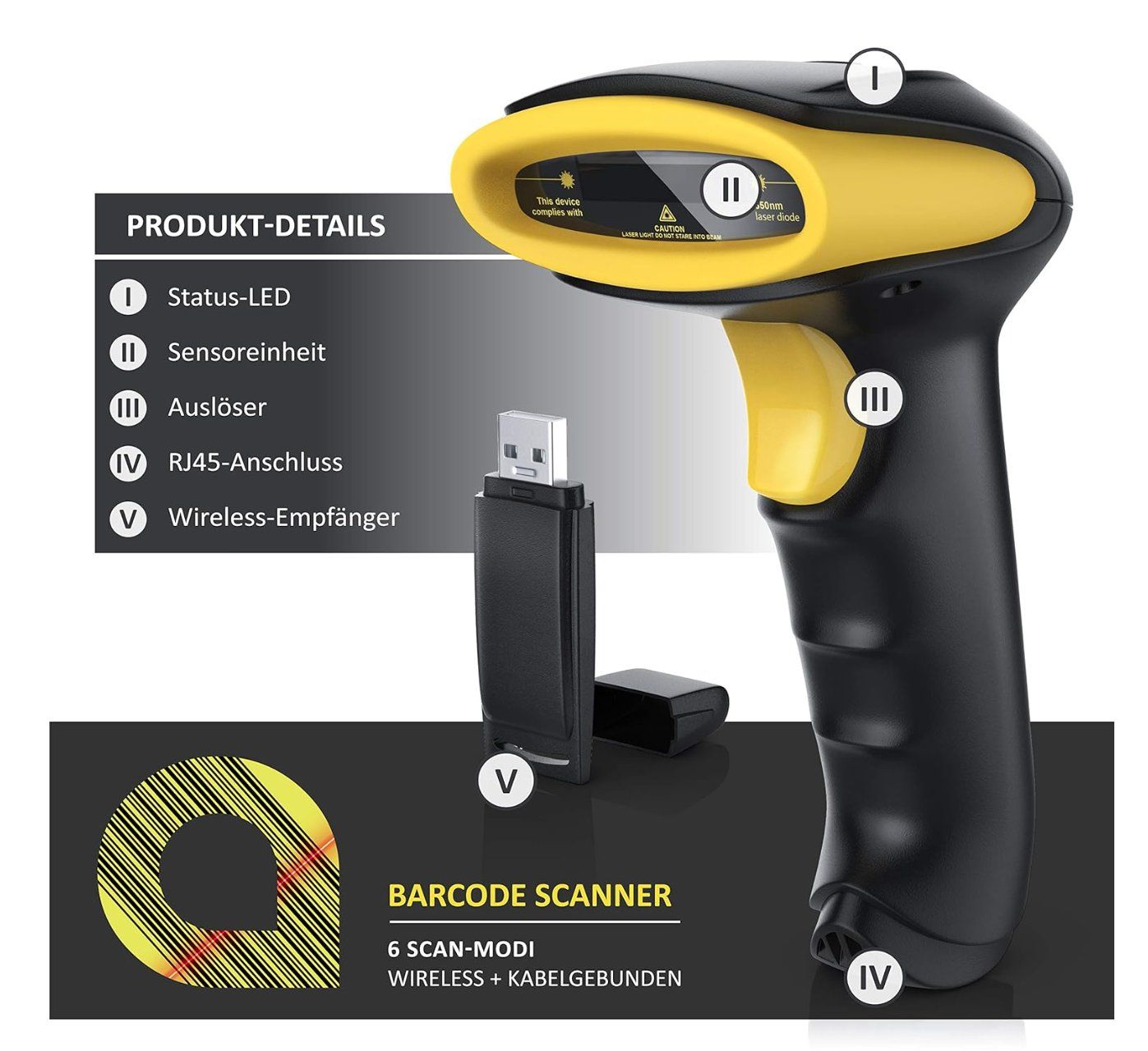 Scanner: Wireless USB Barcode Scanner von APLIC - Model 304674 – Nuovo (secondo la descrizione) da Embrach venduto da Rondamaro 3
