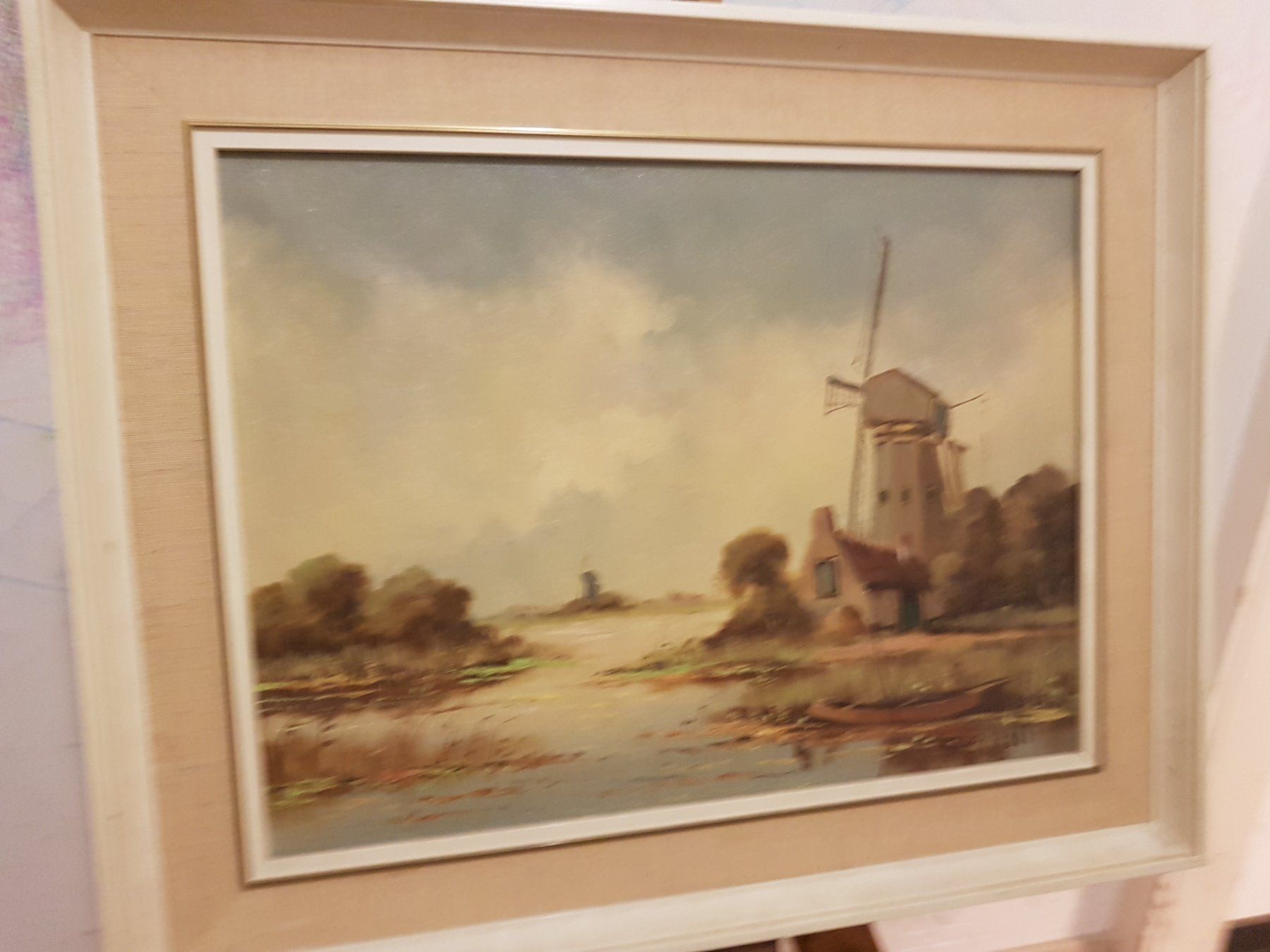 Dipinti: Ölgemälde De Groot - Holländische Windmühle am Fluss – Usato da Glattbrugg venduto da casabelavista 2