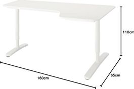 IKEA BEKANT Bureau d'angle droit Blanc 160 x 110 cm réglable