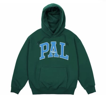 Felpa con cappuccio Palace x Gap verde logo blu nuovo