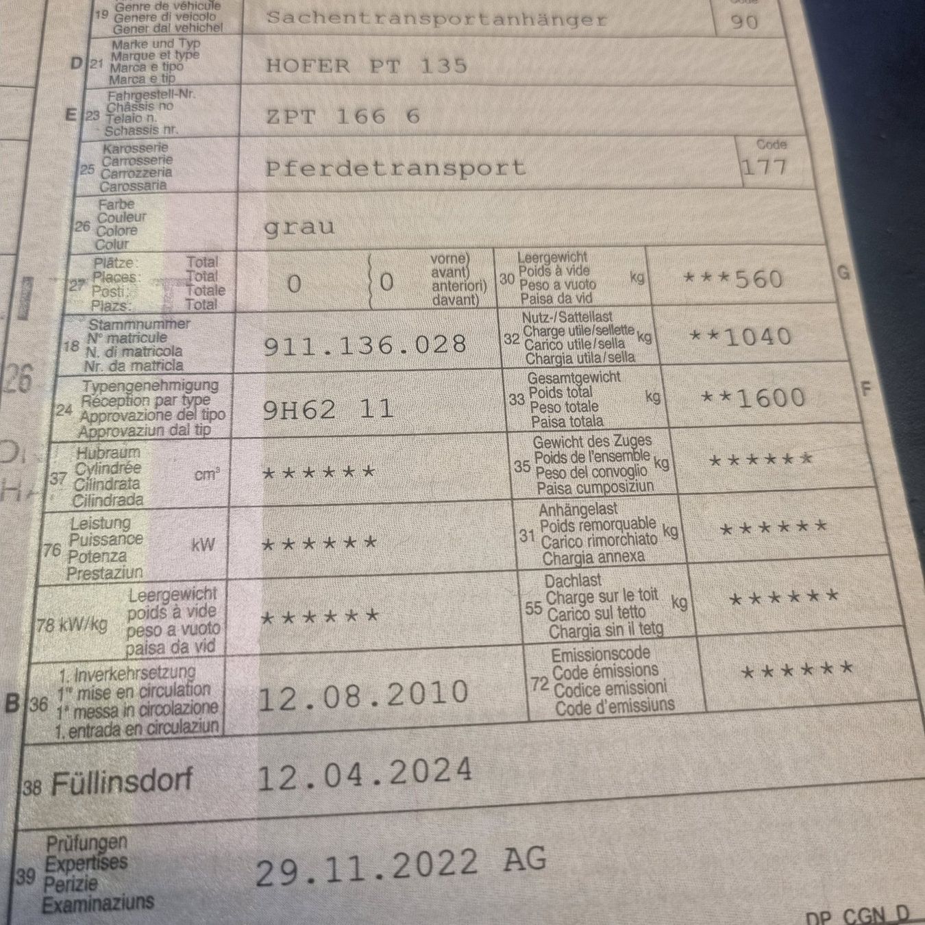 Remorques: Pferdeanhänger Hofer – D'occasion à Birsfelden par Cortellini-Birsfelden 3