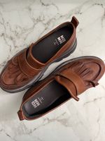MOMA Loafers Handmade in Italy Brown Leather Size 39