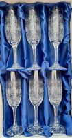 6 Edle Böhmische Kristall-Champagnergläser – Vintage