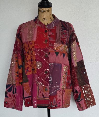 Patchwork Jacke mit Pailletten, Gr. L/XL, Hingucker!