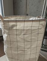 Laundry Basket Checkered Fabric Natural Color Good Condition