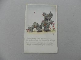 CH Humor Motiv Karte Miltär Rueblikarte Bären Katzen 1940