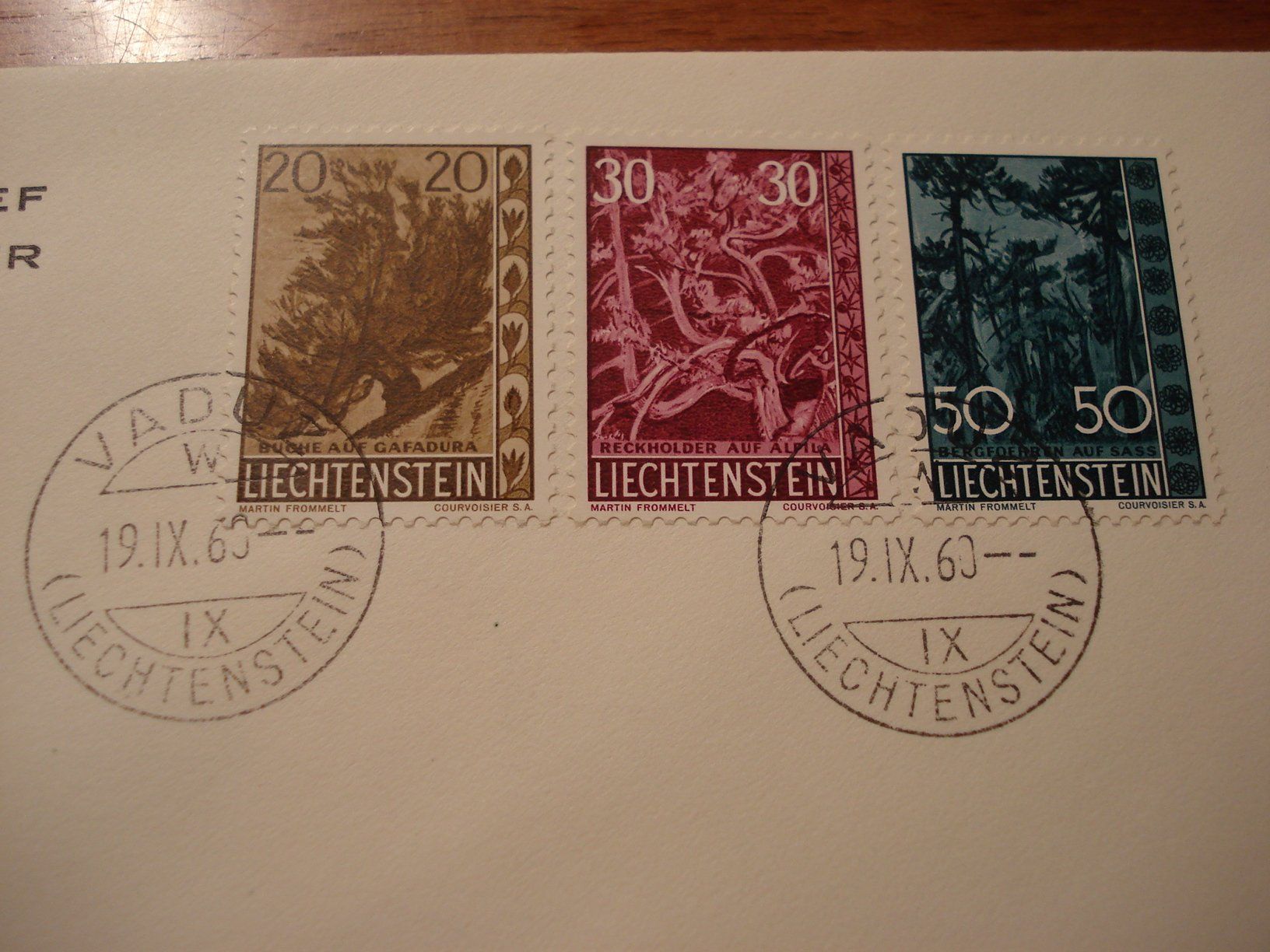 Tutti i francobolli: Liechtenstein FDC 1960, Satz Bäume + Sträucher – Usato da Niederwil AG venduto da morostahu