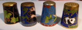 CLOISONNÉ -FINGERHÜTE;- 4 VERSCHIEDENE;--SCHÖNE MOTIVE,