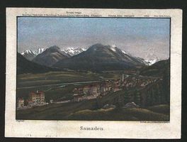Samedan altkolorierte Aquatinta von Dikenmann